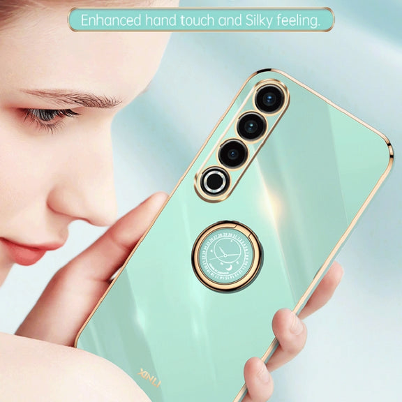 For Meizu 20 Pro 5G XINLI Straight Edge 6D Electroplate TPU Phone Case with Ring Holder(Cherry Purple)