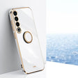 For Meizu 20 Pro 5G XINLI Straight Edge 6D Electroplate TPU Phone Case with Ring Holder(White) - Meizu by XINLI | Online Shopping South Africa | PMC TechLife | Buy Now Pay Later Mobicred