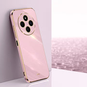 For Redmi 14 4G XINLI Straight Edge 6D Electroplate TPU Phone Case(Cherry Purple)