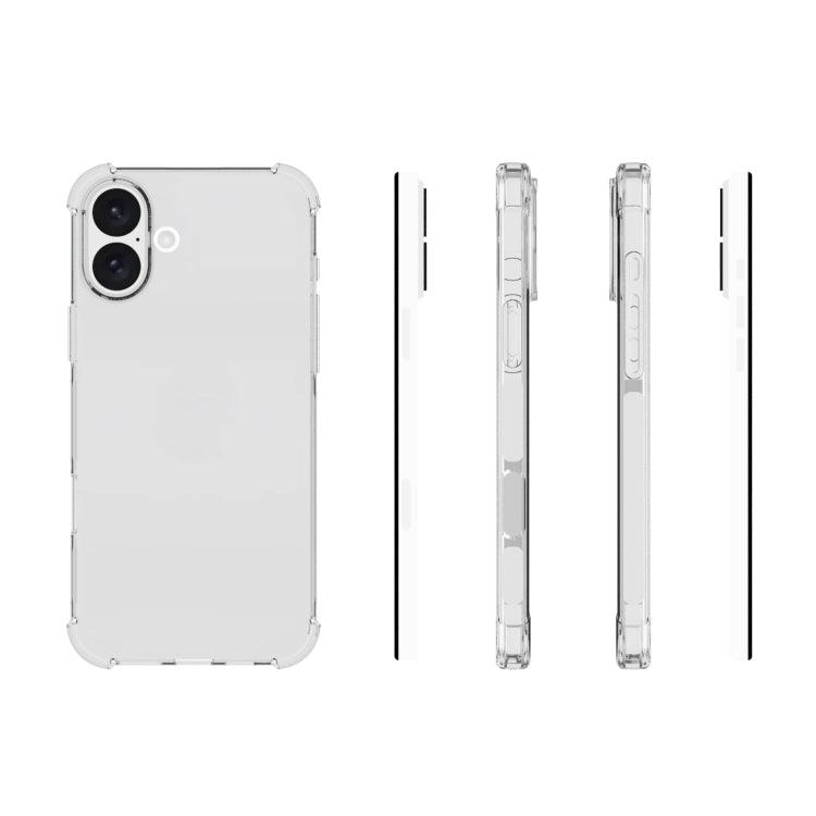 For iPhone 16 Plus Shockproof Non-slip Thickening TPU Phone Case(Transparent)