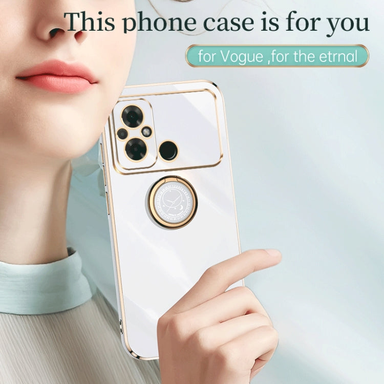 For Xiaomi Poco C55 4G XINLI Straight Edge 6D Electroplate TPU Phone Case with Ring Holder(Celestial Blue)