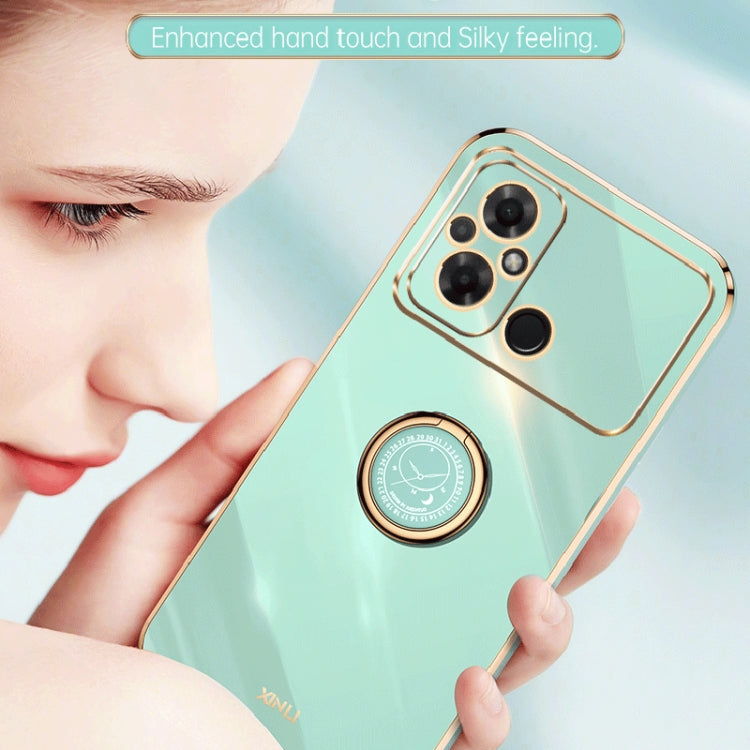 For Xiaomi Poco C55 4G XINLI Straight Edge 6D Electroplate TPU Phone Case with Ring Holder(Celestial Blue)