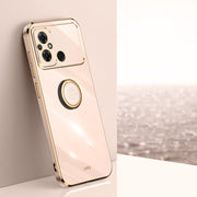 For Xiaomi Poco C55 4G XINLI Straight Edge 6D Electroplate TPU Phone Case with Ring Holder(Pink)