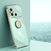 For Xiaomi Poco C55 4G XINLI Straight Edge 6D Electroplate TPU Phone Case with Ring Holder(Mint Green)
