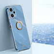 For Xiaomi Redmi Note 12 Turbo XINLI Straight Edge 6D Electroplate TPU Phone Case with Ring Holder(Celestial Blue) - Xiaomi Cases by XINLI | Online Shopping South Africa | PMC TechLife | Buy Now Pay Later Mobicred