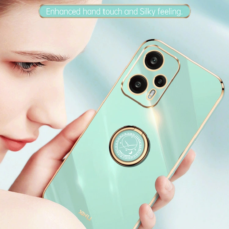 For Xiaomi Redmi Note 12 Turbo XINLI Straight Edge 6D Electroplate TPU Phone Case with Ring Holder(Celestial Blue)