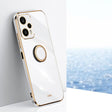 For Xiaomi Redmi Note 12 Turbo XINLI Straight Edge 6D Electroplate TPU Phone Case with Ring Holder(White) - Xiaomi Cases by XINLI | Online Shopping South Africa | PMC TechLife | Buy Now Pay Later Mobicred