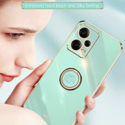 For Xiaomi Redmi Note 12 5G Global XINLI Straight Edge 6D Electroplate TPU Phone Case with Ring Holder(Celestial Blue)