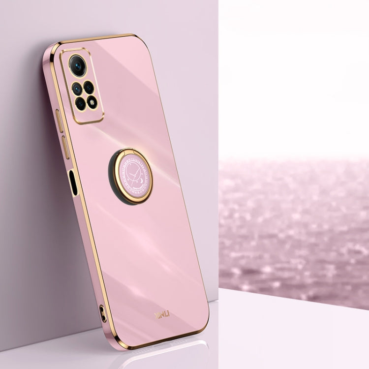 For Xiaomi Redmi Note 12 Pro 4G XINLI Straight Edge 6D Electroplate TPU Phone Case with Ring Holder(Cherry Purple)