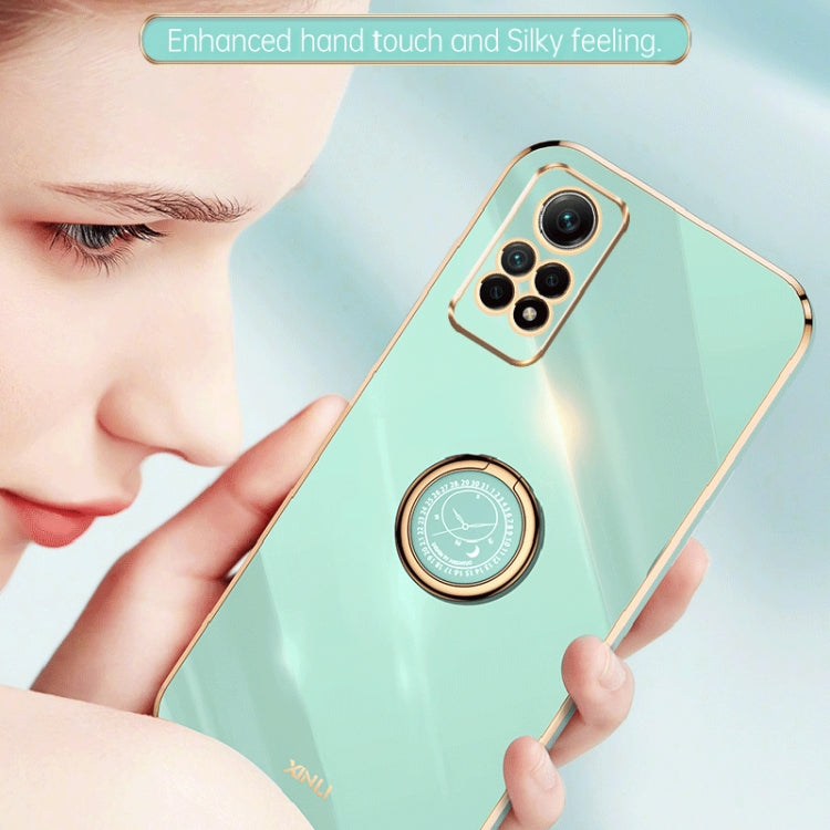 For Xiaomi Redmi Note 12 Pro 4G XINLI Straight Edge 6D Electroplate TPU Phone Case with Ring Holder(Celestial Blue)