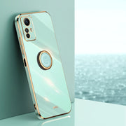For Xiaomi Redmi Note 12S 4G XINLI Straight Edge 6D Electroplate TPU Phone Case with Ring Holder(Mint Green)