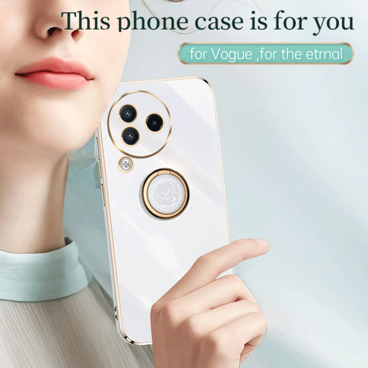For Xiaomi Civi 3 5G XINLI Straight Edge 6D Electroplate TPU Phone Case with Ring Holder(Celestial Blue)