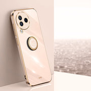 For Xiaomi Civi 3 5G XINLI Straight Edge 6D Electroplate TPU Phone Case with Ring Holder(Pink)