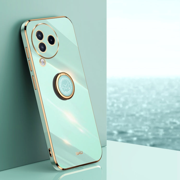 For Xiaomi Civi 3 5G XINLI Straight Edge 6D Electroplate TPU Phone Case with Ring Holder(Mint Green)