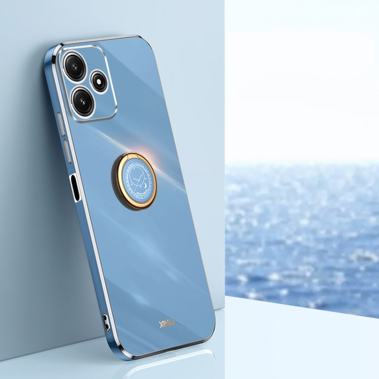 For Xiaomi Redmi Note 12R XINLI Straight Edge 6D Electroplate TPU Phone Case with Ring Holder(Celestial Blue)