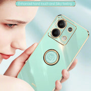 For Xiaomi Redmi Note 13 5G XINLI Straight Edge 6D Electroplate TPU Phone Case with Ring Holder(Black)