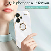 For Xiaomi Redmi Note 13 Pro+ XINLI Straight Edge 6D Electroplate TPU Phone Case with Ring Holder(Black)