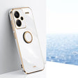 For Xiaomi Redmi Note 13 Pro+ XINLI Straight Edge 6D Electroplate TPU Phone Case with Ring Holder(White) - Note 13 Pro+ Cases by XINLI | Online Shopping South Africa | PMC TechLife | Buy Now Pay Later Mobicred