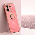 For Xiaomi Redmi Note 13 Pro XINLI Straight Edge 6D Electroplate TPU Phone Case with Ring Holder(Hawthorn Red) - Note 13 Pro Cases by XINLI | Online Shopping South Africa | PMC TechLife | Buy Now Pay Later Mobicred
