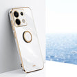 For Xiaomi Redmi Note 13 Pro XINLI Straight Edge 6D Electroplate TPU Phone Case with Ring Holder(White) - Note 13 Pro Cases by XINLI | Online Shopping South Africa | PMC TechLife | Buy Now Pay Later Mobicred