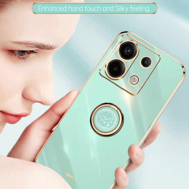 For Xiaomi Redmi Note 13 Pro XINLI Straight Edge 6D Electroplate TPU Phone Case with Ring Holder(White)