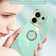 For Xiaomi Redmi Note 13 Pro XINLI Straight Edge 6D Electroplate TPU Phone Case with Ring Holder(White)
