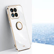 For Xiaomi 14 XINLI Straight Edge 6D Electroplate TPU Phone Case with Ring Holder(White) - 14 Cases by XINLI | Online Shopping South Africa | PMC TechLife | Buy Now Pay Later Mobicred