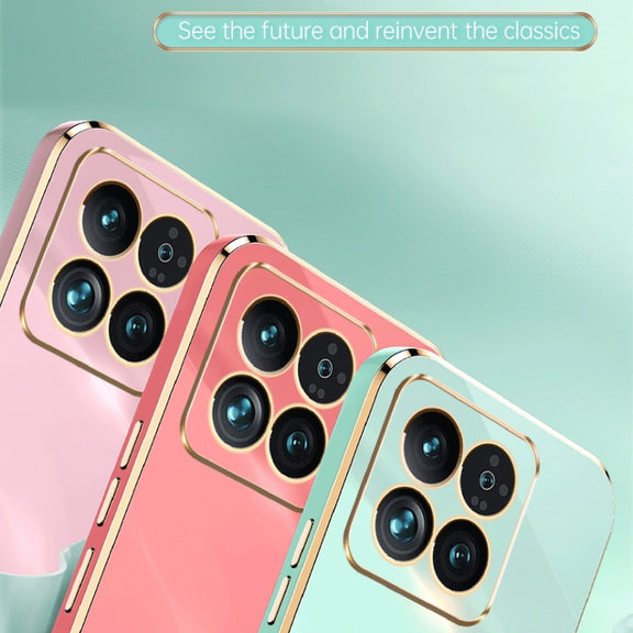 For Xiaomi 14 Pro XINLI Straight Edge 6D Electroplate TPU Phone Case with Ring Holder(Celestial Blue)