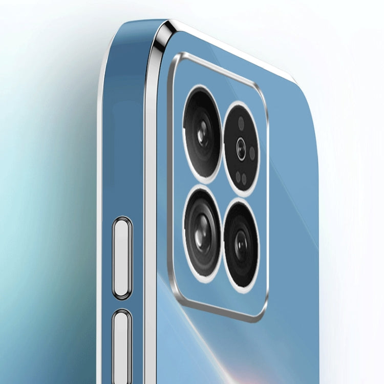 For Xiaomi 14 Pro XINLI Straight Edge 6D Electroplate TPU Phone Case with Ring Holder(Celestial Blue)