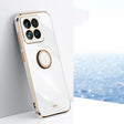 For Xiaomi 14 Pro XINLI Straight Edge 6D Electroplate TPU Phone Case with Ring Holder(White) - 14 Pro Cases by XINLI | Online Shopping South Africa | PMC TechLife | Buy Now Pay Later Mobicred