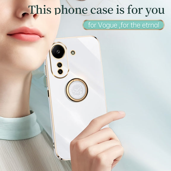 For Xiaomi Redmi 13C 4G XINLI Straight Edge 6D Electroplate TPU Phone Case with Ring Holder(Celestial Blue)