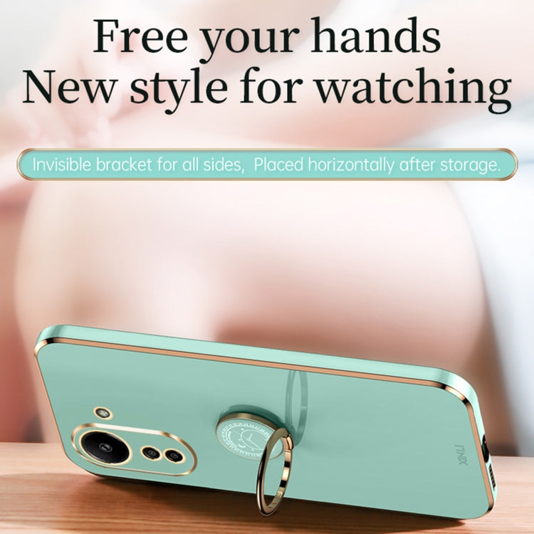 For Xiaomi Redmi 13C 4G XINLI Straight Edge 6D Electroplate TPU Phone Case with Ring Holder(Celestial Blue)