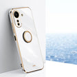 For Xiaomi Redmi 13C 4G XINLI Straight Edge 6D Electroplate TPU Phone Case with Ring Holder(White) - 13C Cases by XINLI | Online Shopping South Africa | PMC TechLife | Buy Now Pay Later Mobicred