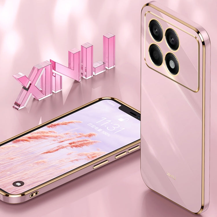 For Xiaomi Redmi K70 XINLI Straight Edge 6D Electroplate TPU Phone Case with Ring Holder(Black)