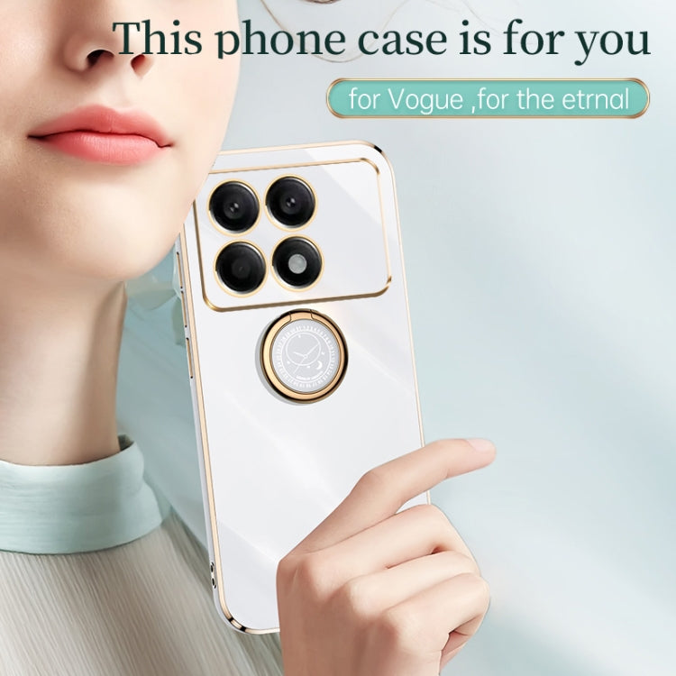 For Xiaomi Redmi K70 XINLI Straight Edge 6D Electroplate TPU Phone Case with Ring Holder(Celestial Blue)