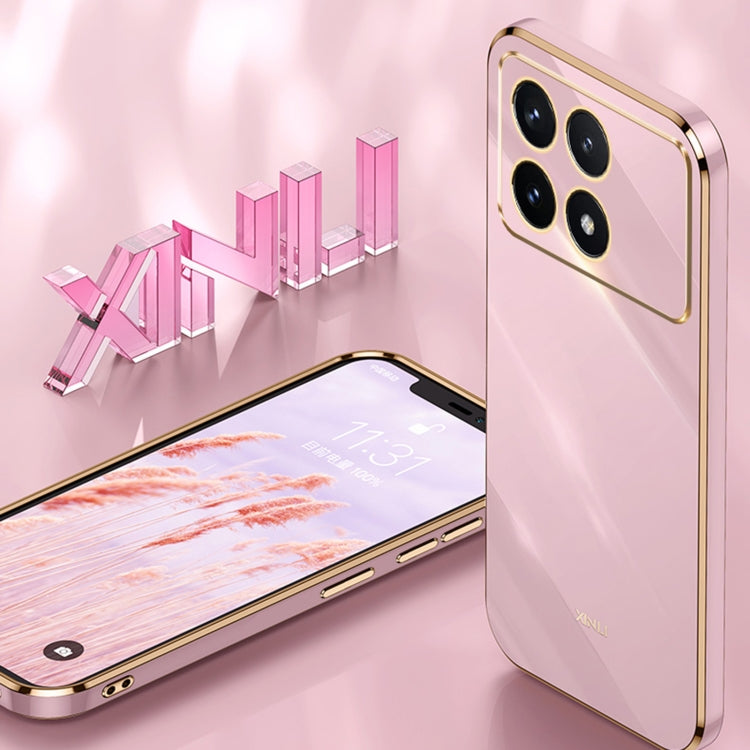For Xiaomi Redmi K70E XINLI Straight Edge 6D Electroplate TPU Phone Case with Ring Holder(Celestial Blue)
