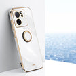 For Xiaomi Redmi K60 Ultra / Mi 13T XINLI Straight Edge 6D Electroplate TPU Phone Case with Ring Holder(White) - Redmi K60 Ultra Cases by XINLI | Online Shopping South Africa | PMC TechLife | Buy Now Pay Later Mobicred