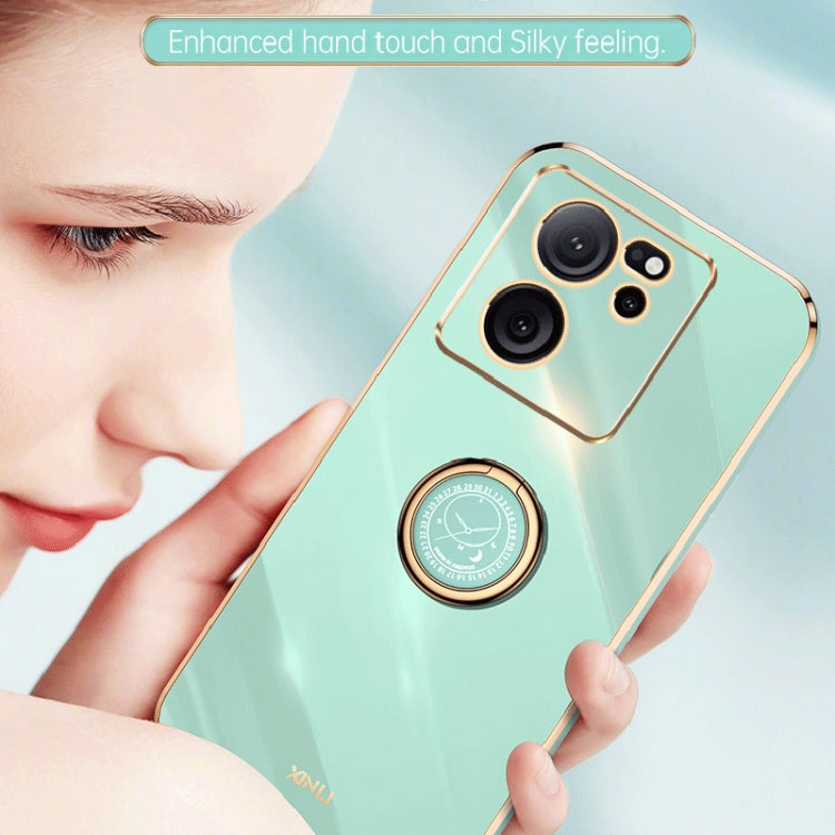 For Xiaomi Redmi K60 Ultra / Mi 13T XINLI Straight Edge 6D Electroplate TPU Phone Case with Ring Holder(White)