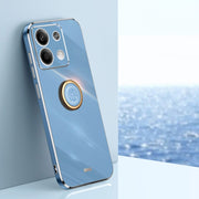 For Xiaomi Redmi Note 13 4G XINLI Straight Edge 6D Electroplate TPU Phone Case with Ring Holder(Celestial Blue)