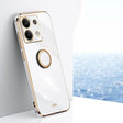 For Xiaomi Redmi Note 13 Pro 4G XINLI Straight Edge 6D Electroplate TPU Phone Case with Ring Holder(White) - free shipping - PMC TechLife - Order now!