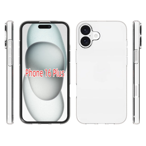 For iPhone 16 Plus Water-resistant Texture TPU Phone Case(Transparent)