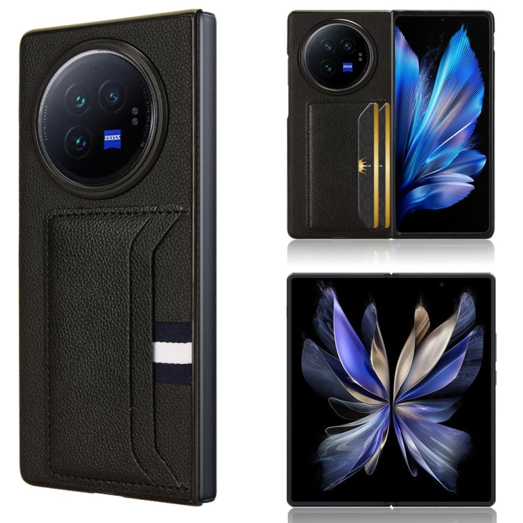 For vivo X Fold3 Litchi Texture Card Slots Back Cover Phone Case(Black)