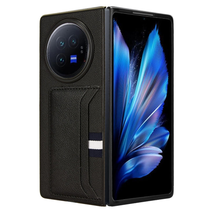 For vivo X Fold3 Litchi Texture Card Slots Back Cover Phone Case(Black)