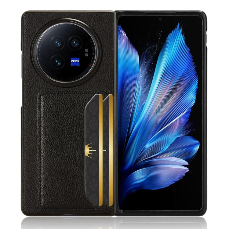 For vivo X Fold3 Litchi Texture Card Slots Back Cover Phone Case(Black)