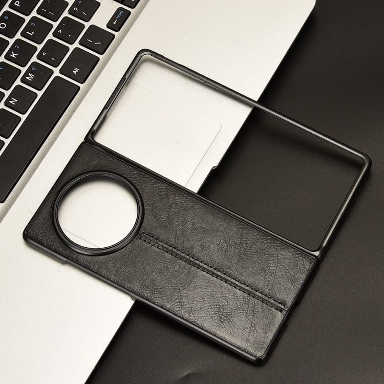 For vivo X Fold3 Pro Cow Pattern Sewing Back Cover Phone Case(Black)