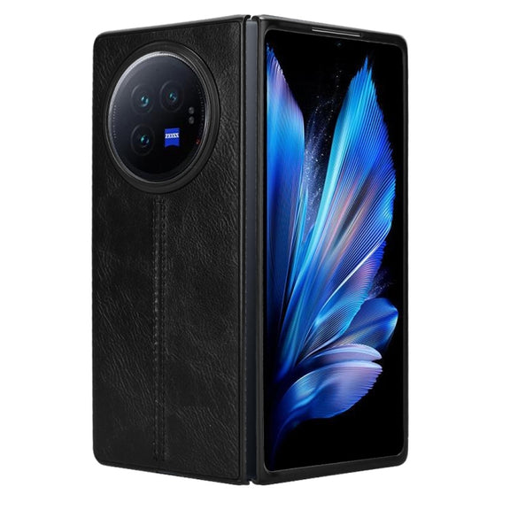 For vivo X Fold3 Pro Cow Pattern Sewing Back Cover Phone Case(Black)