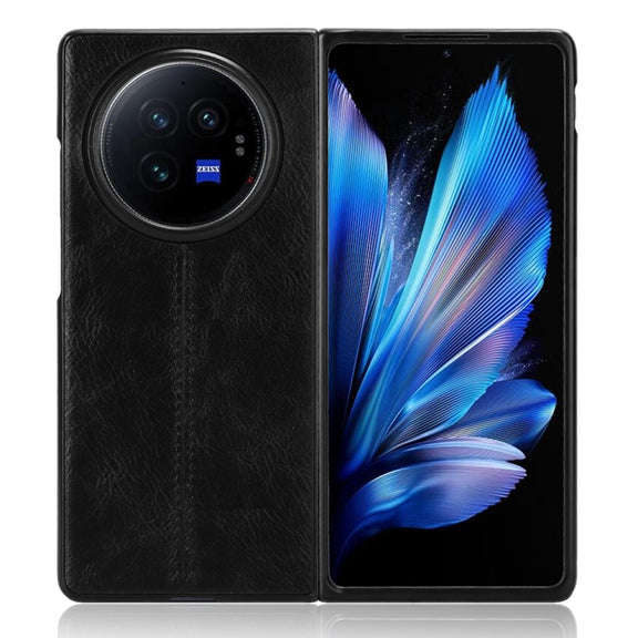 For vivo X Fold3 Pro Cow Pattern Sewing Back Cover Phone Case(Black)