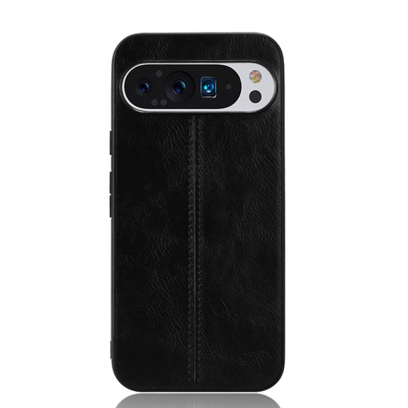 For Google Pixel 9 Pro Sewing Cow Pattern Skin PC + PU + TPU Phone Case(Black)
