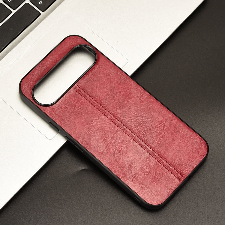 For Google Pixel 9 Pro Sewing Cow Pattern Skin PC + PU + TPU Phone Case(Red)