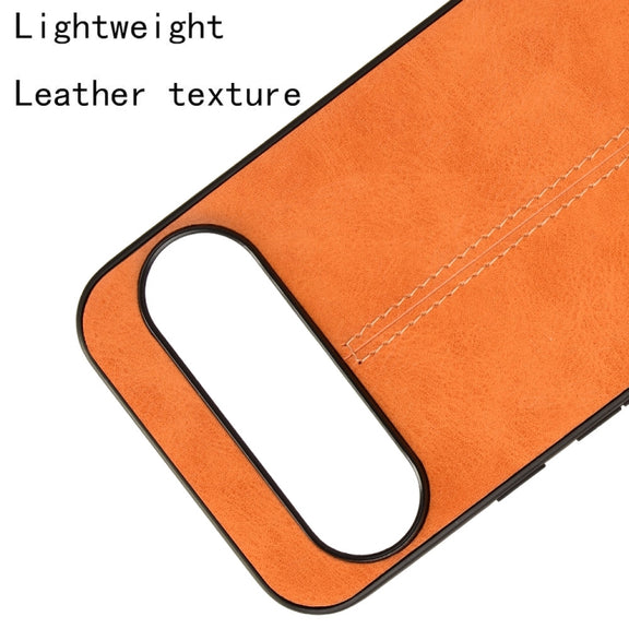 For Google Pixel 9 Pro Sewing Cow Pattern Skin PC + PU + TPU Phone Case(Orange)